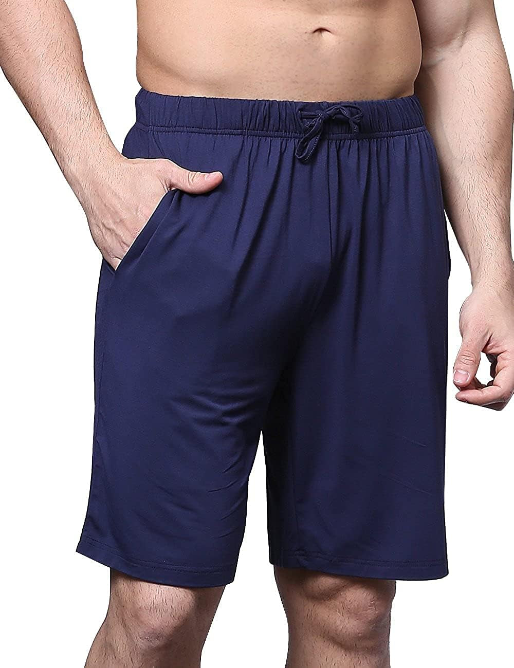 Men'S Bamboo Viscose Shorts, Soft Pajama Shorts with Pockets, Moisture-Wicking Casual Shorts Loungewear Sleep Bottoms