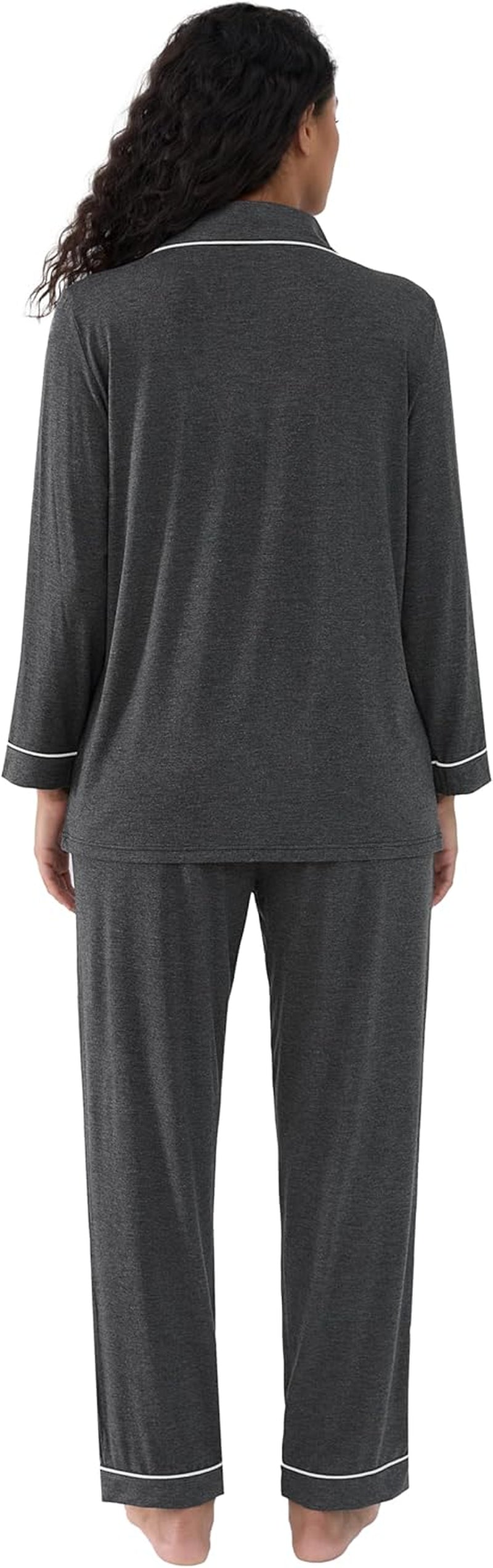 Luxurious Women's Bamboo Viscose Pajama Set - Long Sleeve Button-Down Cooling Sleepwear & Soft Comfortable PJ Pants