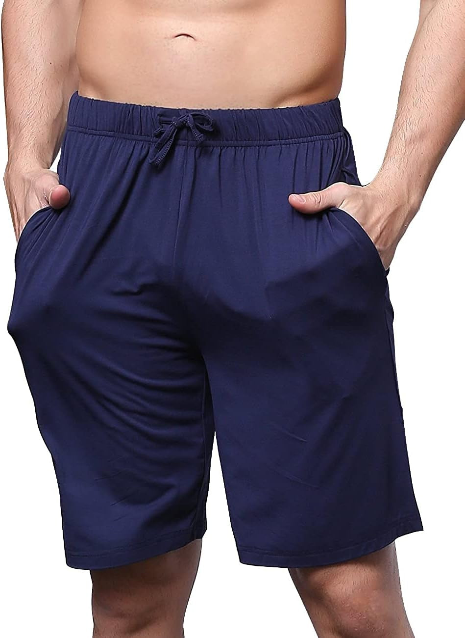 Men'S Bamboo Viscose Shorts, Soft Pajama Shorts with Pockets, Moisture-Wicking Casual Shorts Loungewear Sleep Bottoms