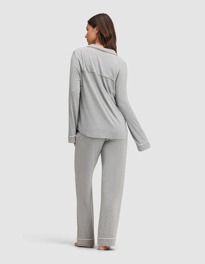 Women's Bamboo Stretch Knit Long Sleeve Pajama Set