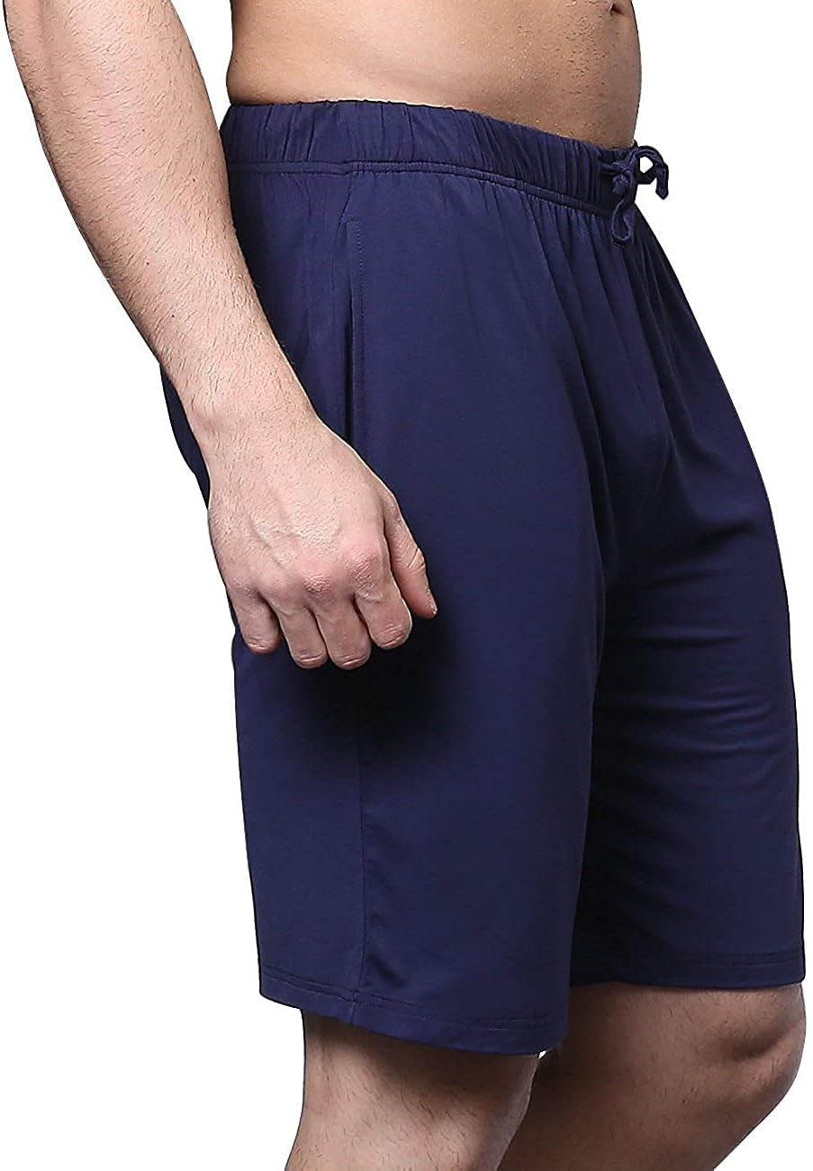 Men'S Bamboo Viscose Shorts, Soft Pajama Shorts with Pockets, Moisture-Wicking Casual Shorts Loungewear Sleep Bottoms