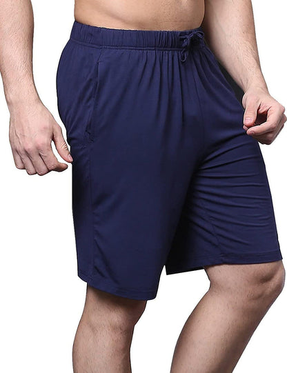 Men'S Bamboo Viscose Shorts, Soft Pajama Shorts with Pockets, Moisture-Wicking Casual Shorts Loungewear Sleep Bottoms