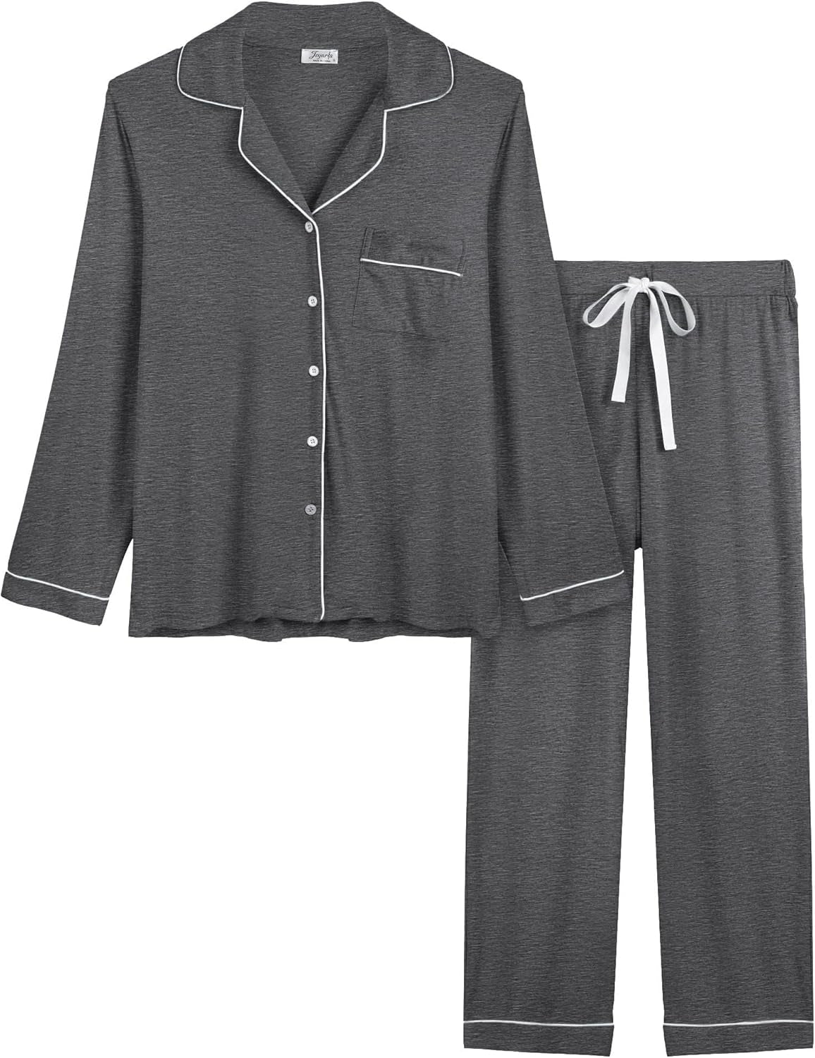 Luxurious Women's Bamboo Viscose Pajama Set - Long Sleeve Button-Down Cooling Sleepwear & Soft Comfortable PJ Pants